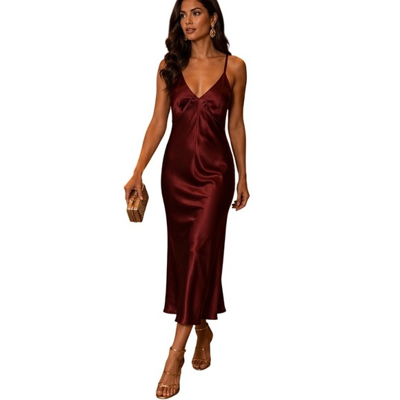 Helmet Lang Dresses & Skirts - Helmet Lang Women's Elegant Bias Cut Evening Party Satin Slip Dress Size Medium